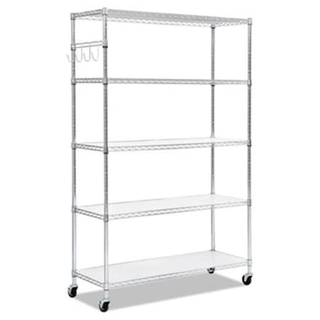 Alera Alera SW654818SR 5-Shelf Wire Shelving Kit with Casters & Shelf Liners; 72 x 48 x 18 in. - Silver SW654818SR